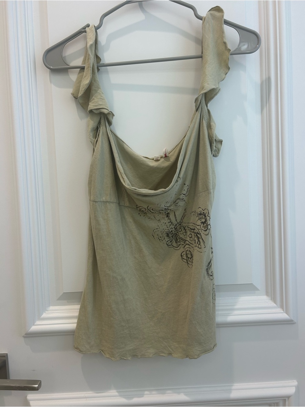 Joie Women’s Sage Green Ruffle Strap Top